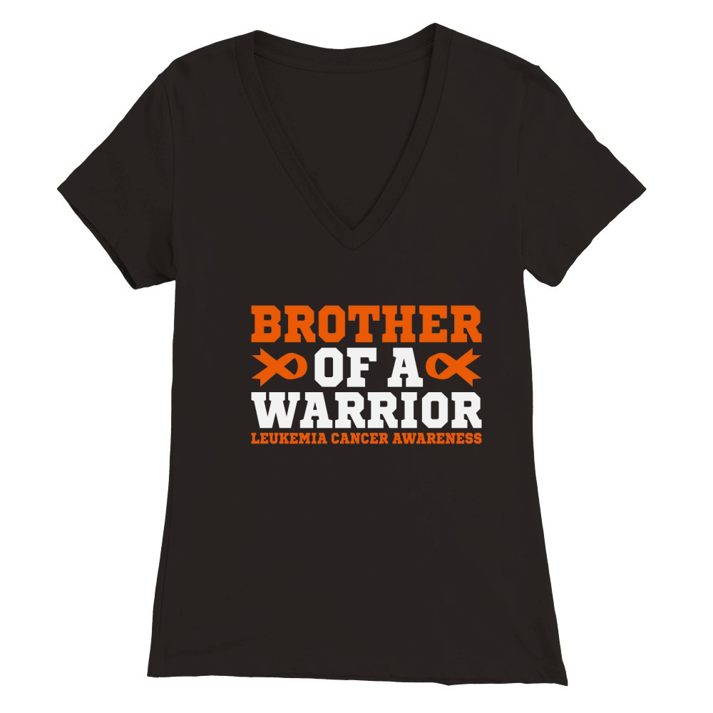 Brother Of A Warrior Leukemia Cancer Awareness Premium Womens V-Neck T-shirt