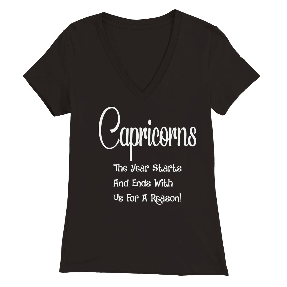 Capricorn The Year Starts And Ends Premium Womens V-Neck T-shirt