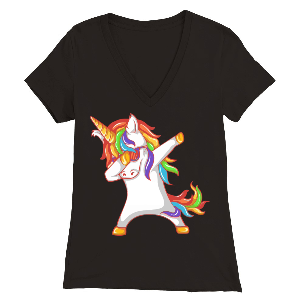 Dabbing Unicorn Premium Womens V-Neck T-shirt