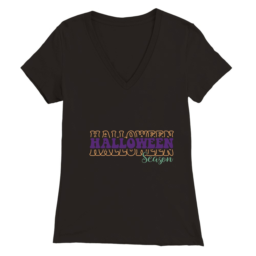 Halloween Season Retro Groovy Vintage 1.01 Premium Womens V-Neck T-shirt
