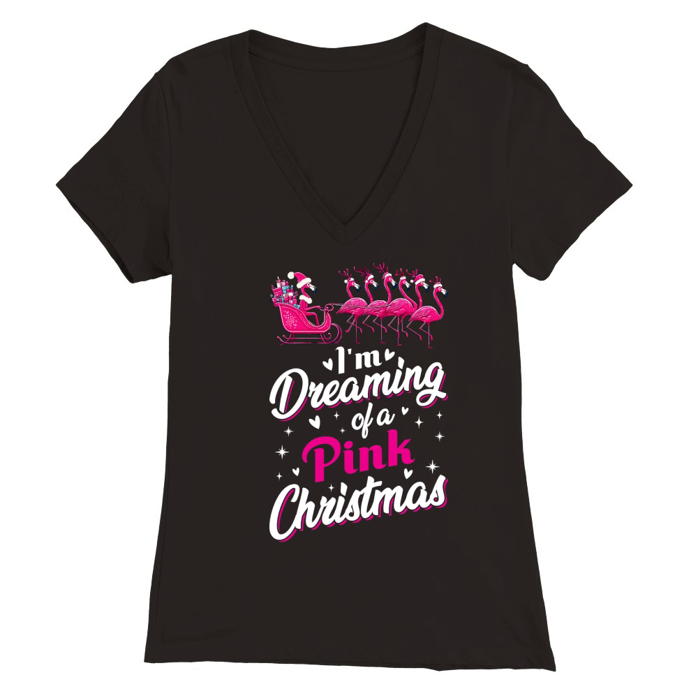 Im dreaming of a pink Christmas Premium Womens V-Neck T-shirt