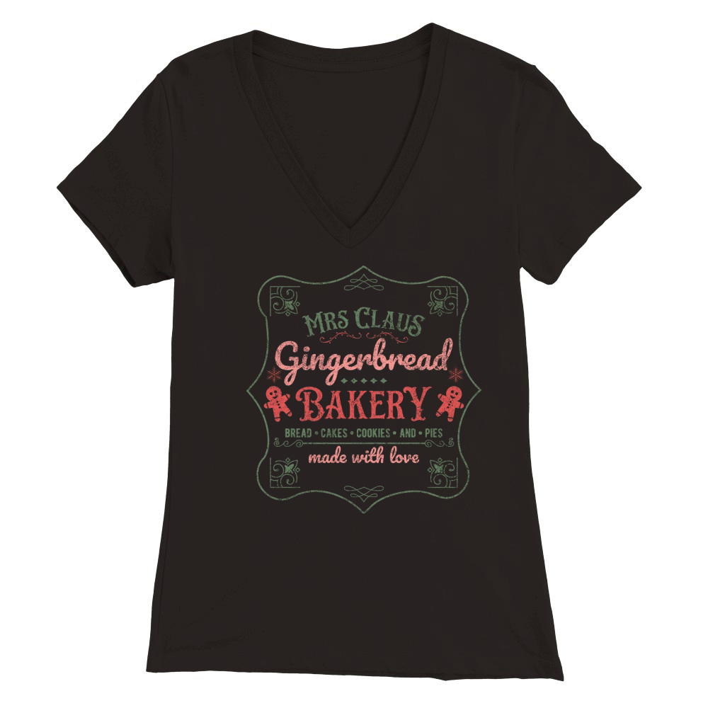 Mrs Claus gingerbread bakery bread cakes cookies and pies Premium Womens V-Neck T-shirt