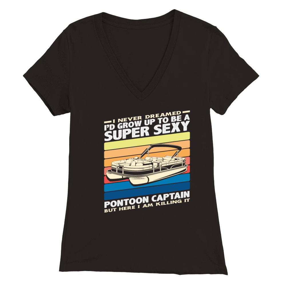 Pontoon boat boats captain Premium Womens V-Neck T-shirt
