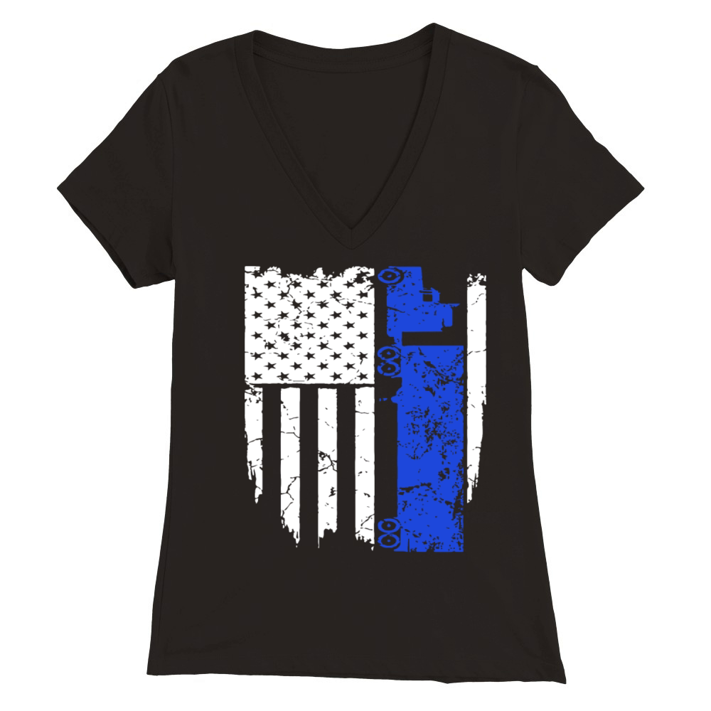 Truck Driver Trucker Flag Hanes Tagless racing T S Premium Womens V-Neck T-shirt