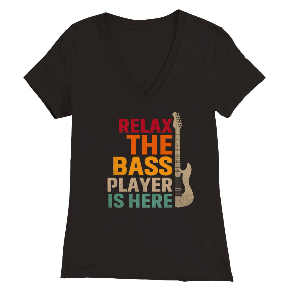 Vintage Relax the Guitar Player Is Here Premium Womens V-Neck T-shirt