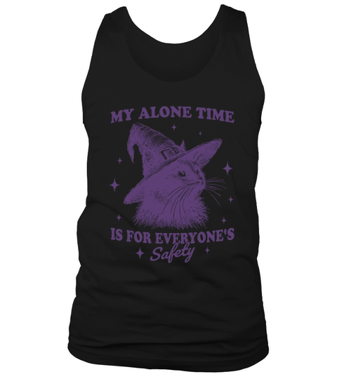 Cat Witch Hat Halloween L Violet Tank Top Unisex
