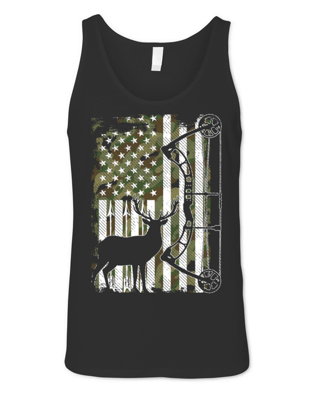 Bow Hunting Deer Hunter Camo American Flag for Men Unisex Jersey Tank