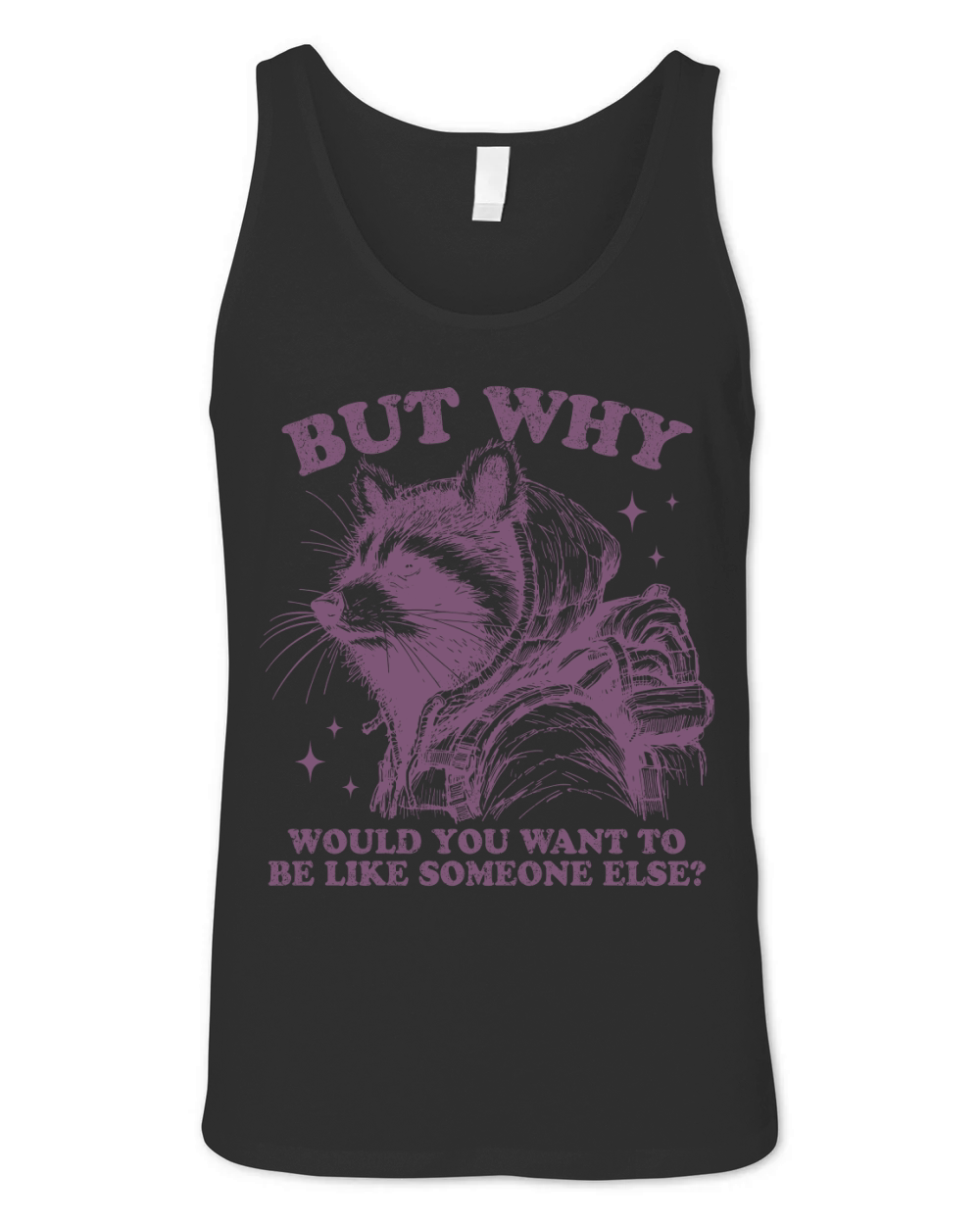 Inspirational Self Love Raccoon L Purple Unisex Jersey Tank