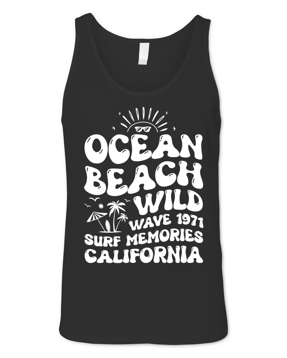 Ocean Beach Wild Wave 1971 Surf Memories California (2) Unisex Jersey Tank