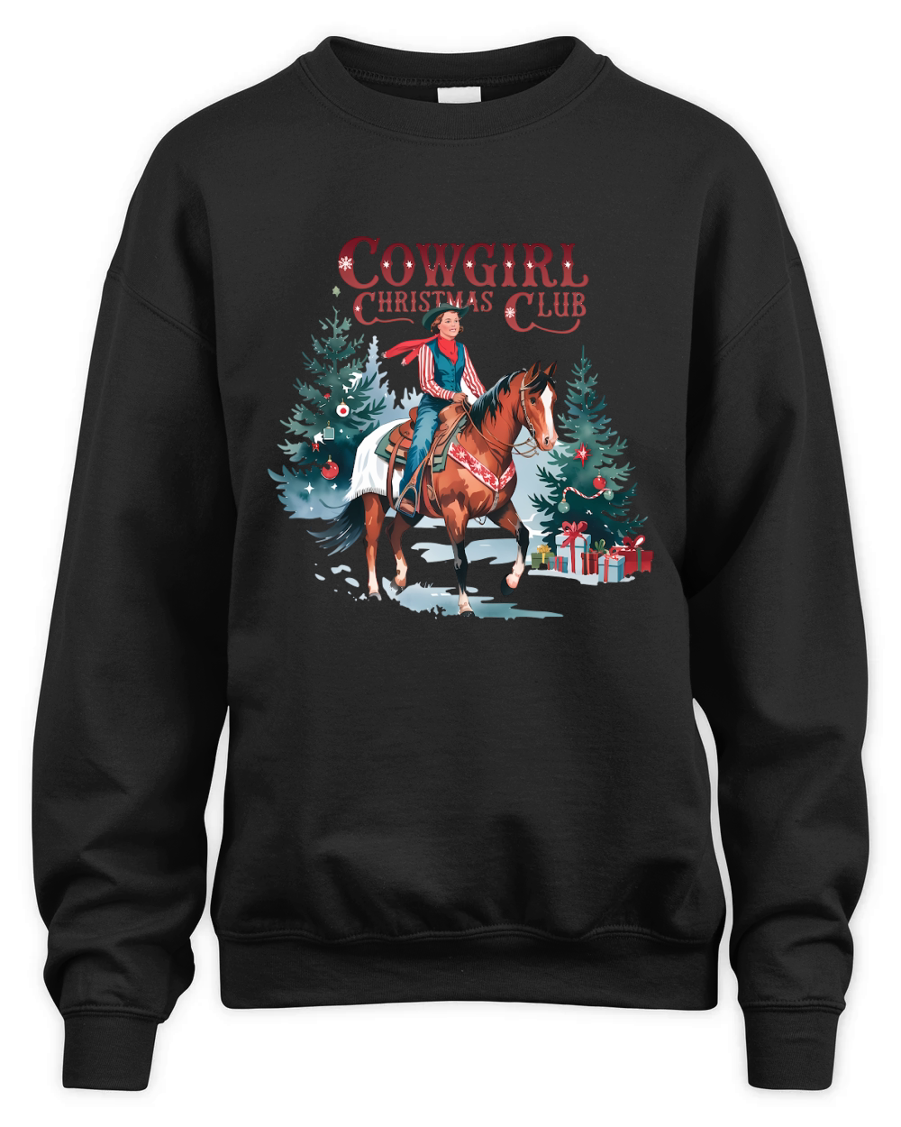 Cowgirl Christmas Club Vintage Christmas 02 Unisex Premium Crewneck Sweatshirt