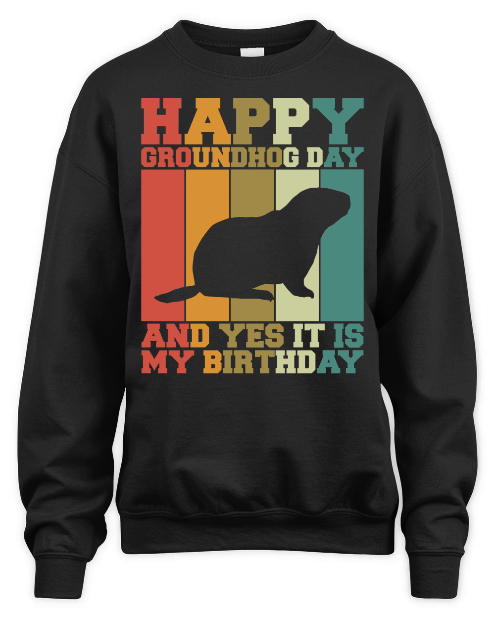 Happy Groundhog Day Birthday on 2nd February Retro Vintage T Shirt Unisex Premium Crewneck Sweatshirt
