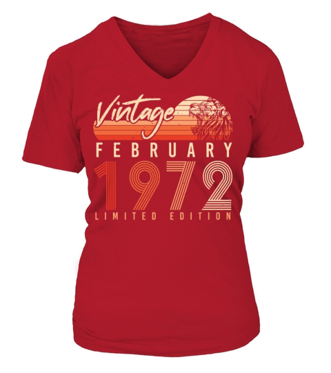 1972 February Limited Vintage V-neck T-Shirt Woman