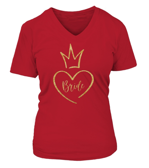 Bride Heart   Gold V-neck T-Shirt Woman