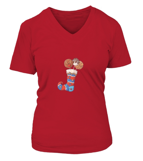 Christmas Sock Christmas Time Merry Christmas V-neck T-Shirt Woman