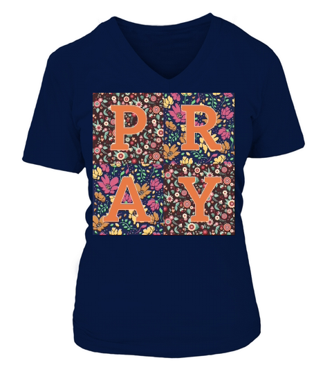Floral Patchwork Pray V-neck T-Shirt Woman