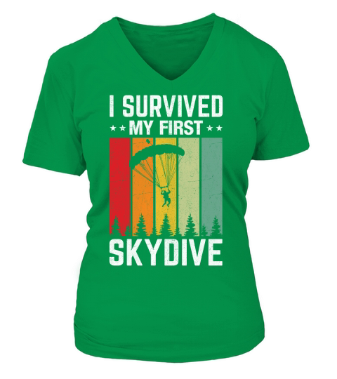 I survived my first skydive 03 V-neck T-Shirt Woman