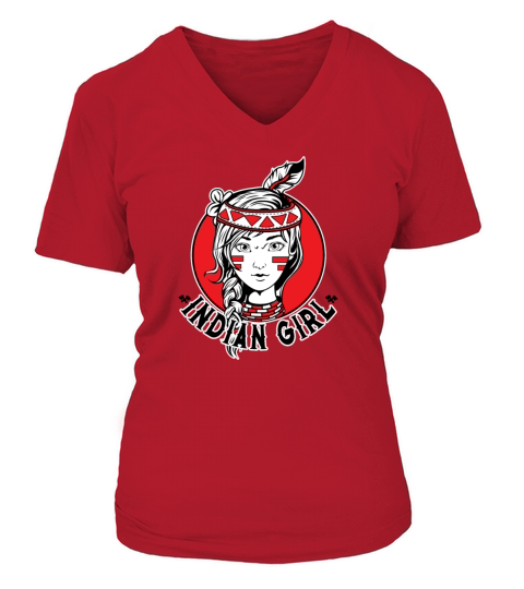 Indian Girl Warrior Skull Is Ready For Battle V-neck T-Shirt Woman