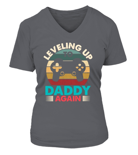 Leveling Up To Daddy Again Retro Vintage Dad Again V-neck T-Shirt Woman