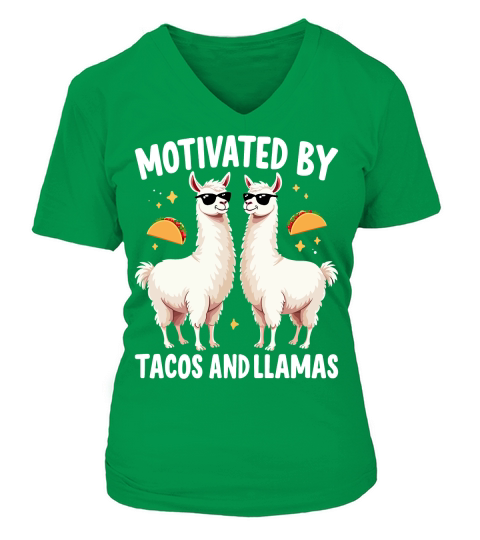 Motivated by tacos and llamas V-neck T-Shirt Woman
