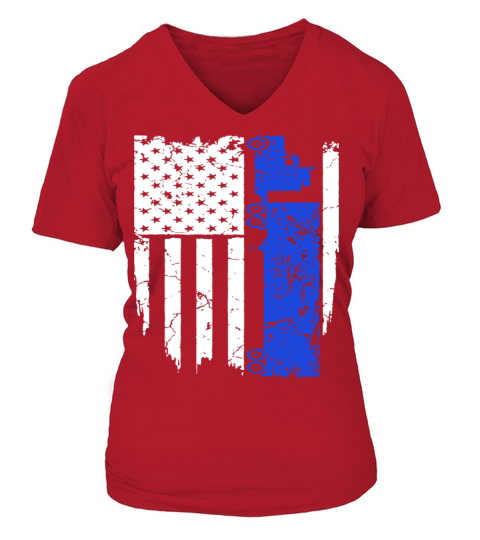 Truck Driver Trucker Flag Hanes Tagless racing T S V-neck T-Shirt Woman