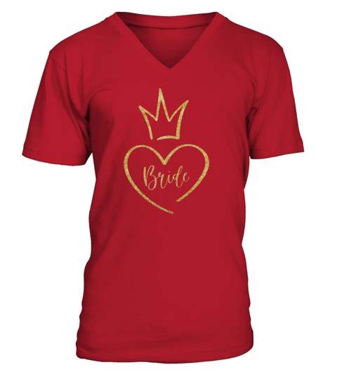 Bride Heart   Gold V-Neck T-shirt