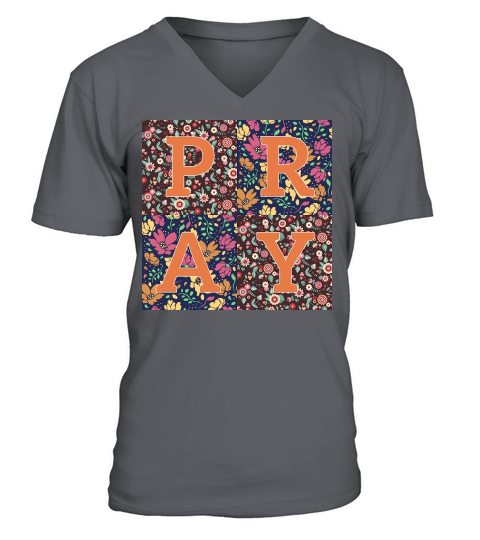 Floral Patchwork Pray V-Neck T-shirt