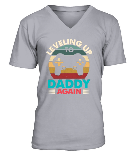 Leveling Up To Daddy Again Retro Vintage Dad Again V-Neck T-shirt