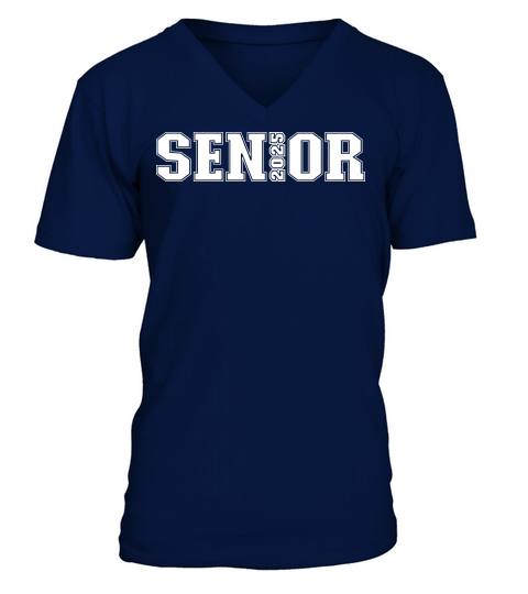 SENIOR 2025 College font combined white V-Neck T-shirt