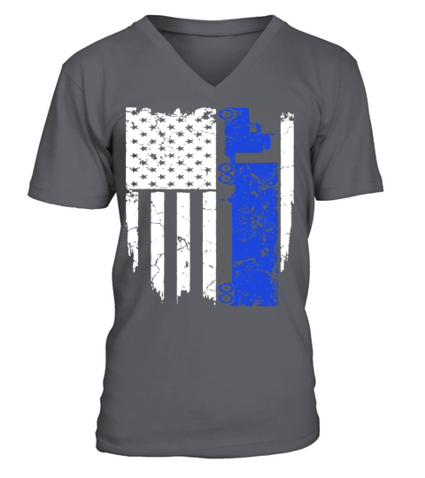 Truck Driver Trucker Flag Hanes Tagless racing T S V-Neck T-shirt