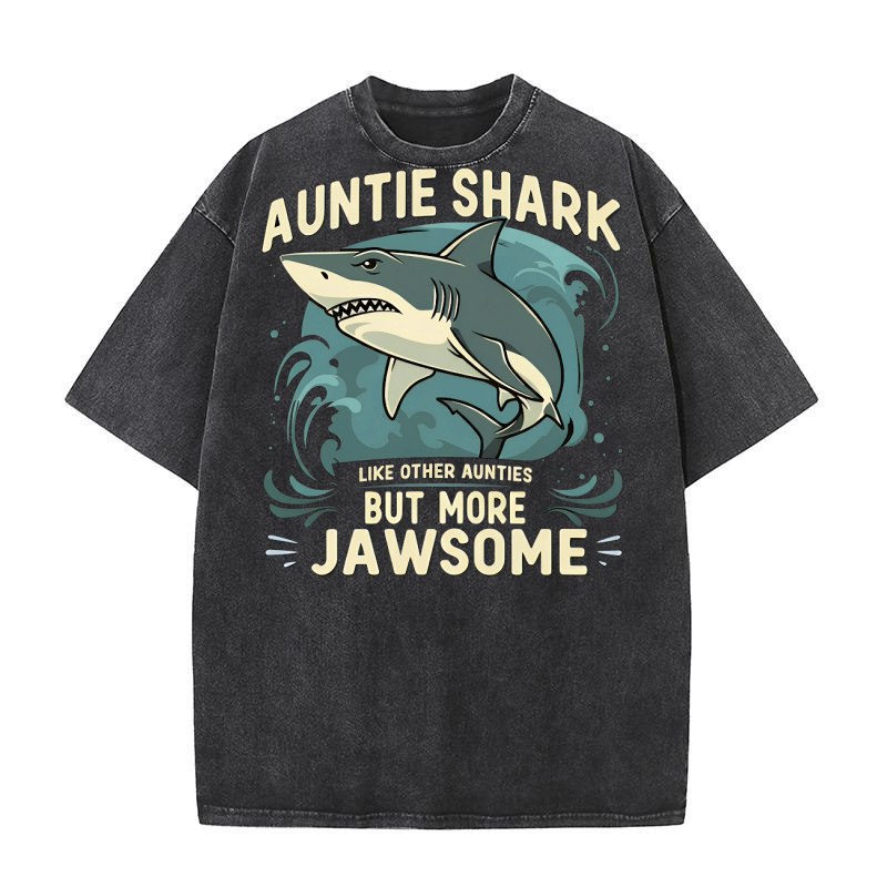 auntie shark like other aunties but more jawsome Washed T-Shirt
