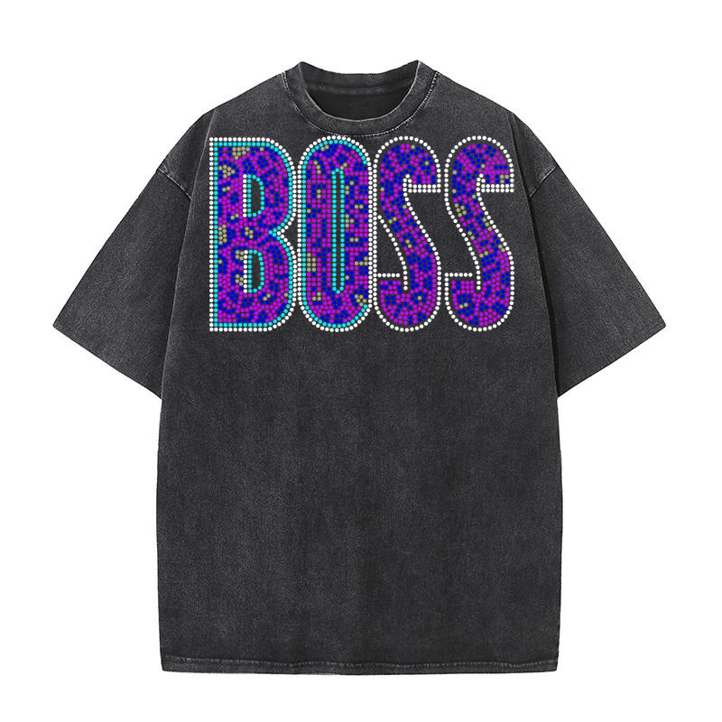 Boss Rhinestone Templates 1 Washed T-Shirt