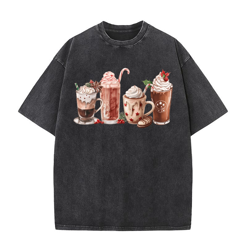Christmas Cocoa Coffee Cookies 02 Washed T-Shirt