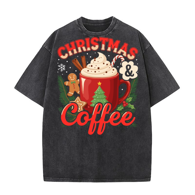 christmas & coffee Washed T-Shirt