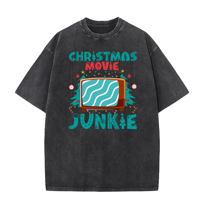 Christmas Movie Junkie Washed T-Shirt