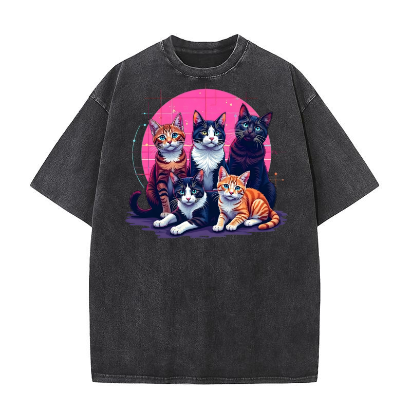 Cute Cats Group 1 Washed T-Shirt