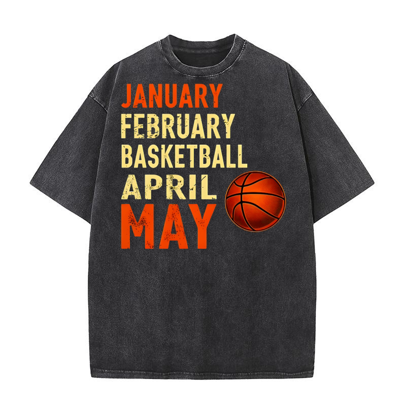 January February Baskeyball Washed T-Shirt