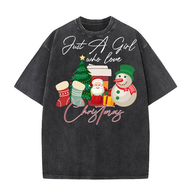 Just a girl who love christmas 2 Washed T-Shirt