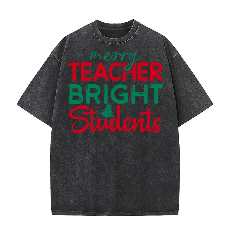 Merry teacher bright students (2) Washed T-Shirt