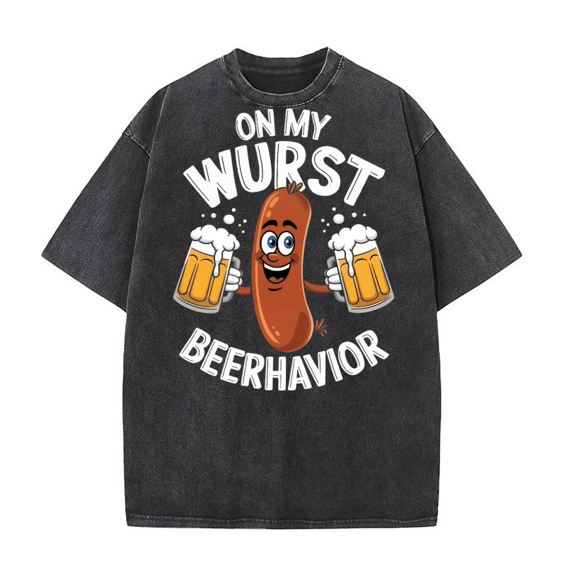 On My Wurst Beerhavior Washed T-Shirt
