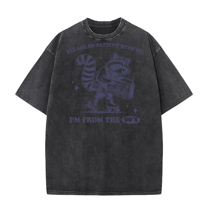 Raccoon Roller Skate Vintage Radio L dViolet Washed T-Shirt