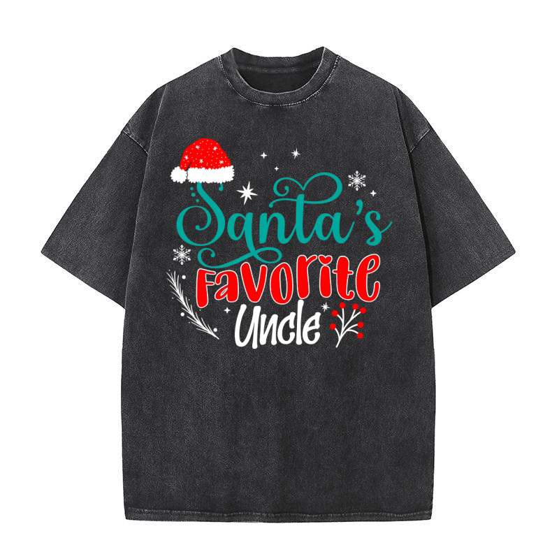 Santas Favorite Uncle Washed T-Shirt