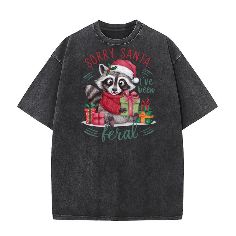 Sorry Santa Ive Been Christmas Feral Washed T-Shirt