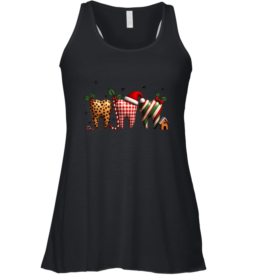Christmas Teeth with Santa Hat and Candy Women's Flowy Tank Top