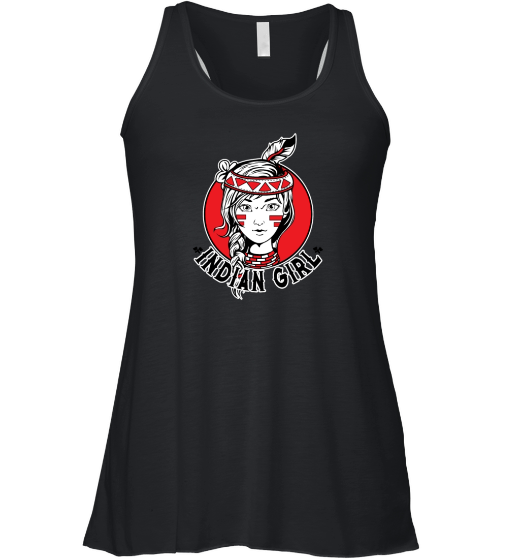 Indian Girl Warrior Skull Is Ready For Battle Women's Flowy Tank Top