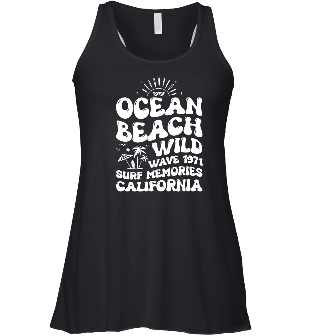Ocean Beach Wild Wave 1971 Surf Memories California (2) Women's Flowy Tank Top