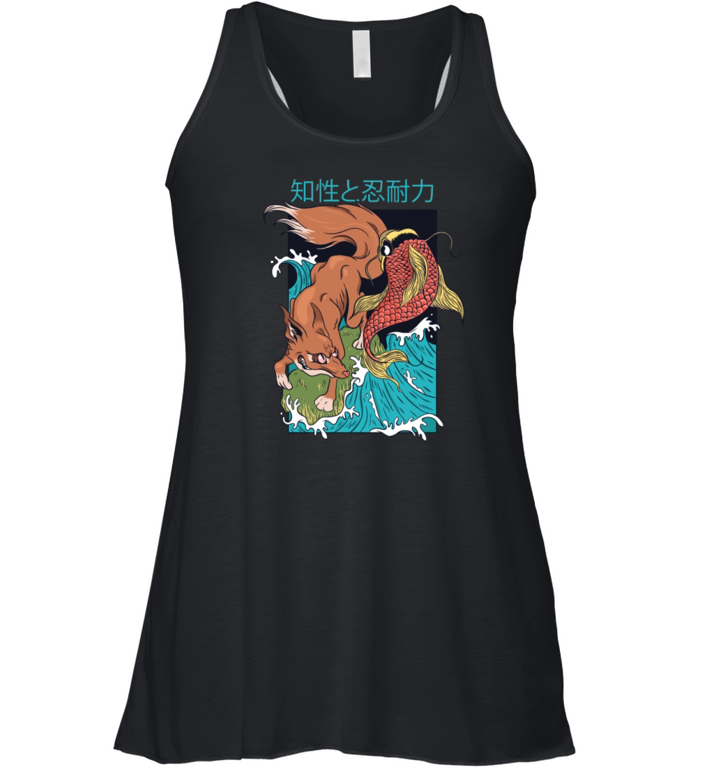 Vintage Japanese Fox and Fish Women's Flowy Tank Top