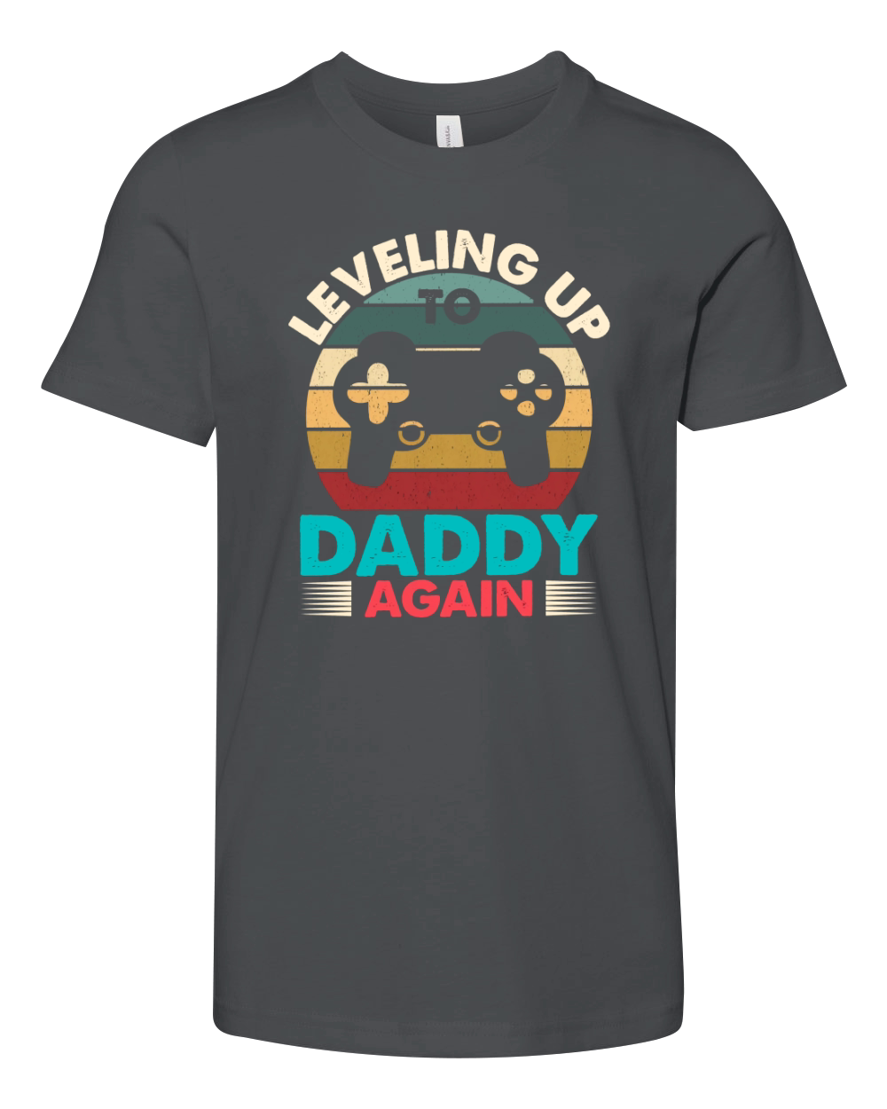 Leveling Up To Daddy Again Retro Vintage Dad Again Youth Unisex Jersey Tee