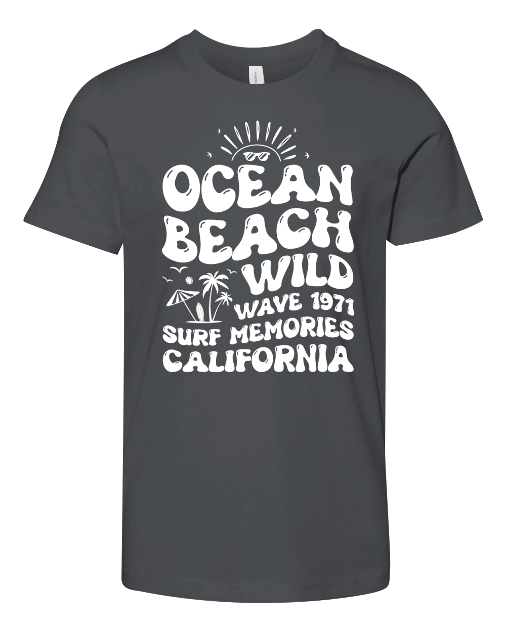 Ocean Beach Wild Wave 1971 Surf Memories California (2) Youth Unisex Jersey Tee