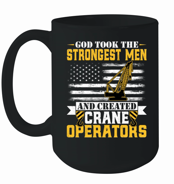American Flag Crane Operator Patriotic Forklift Ceramic Mug