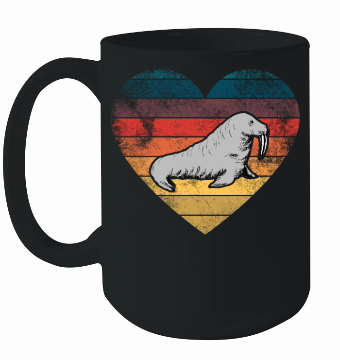 Funny Walrus Heart Retro Vintage Cool For Walrus Ceramic Mug